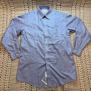 Roundtree & Yorke Gold Label Blue/White Checked Button Down Shirt SZ 15 1/2 - 34
